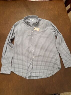 Peter Millar NWT Button-Down Men's Dress Shirt - Blue Check